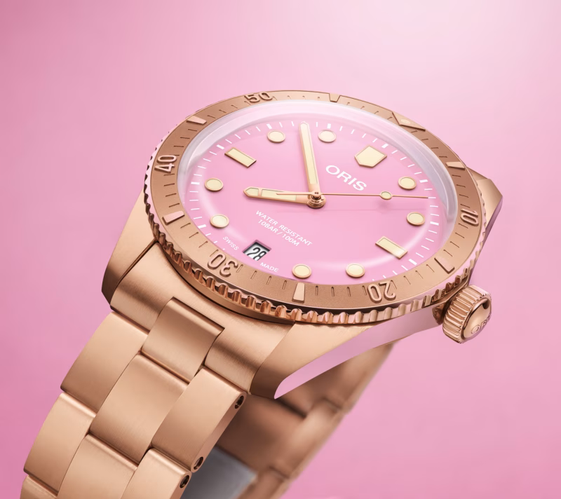 Oris Divers Sixty-Five Cotton Candy 38mm, bronze, Swiss-made movement, pink men's watch 01 733 7771 3158-07 8 19 15
