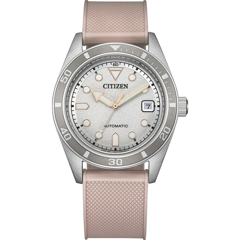 Citizen Automatic Pink Rubber Strap (Urethane) White, 38.5mm Ladies' Watch NJ0229-07A