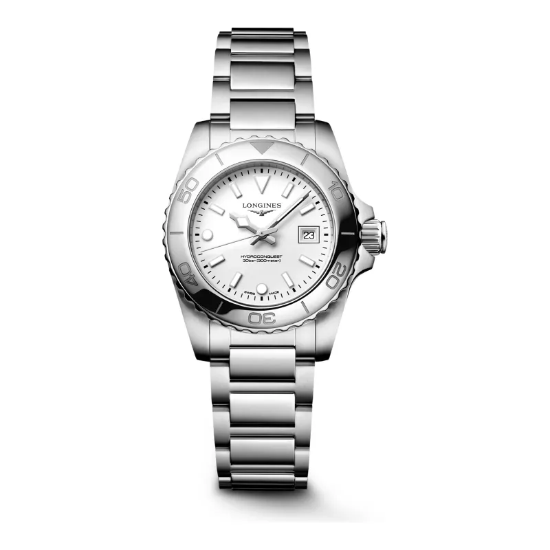 Longines HydroConquest Weiß steel bracelet 30 mm Women’s Watch L3.369.4.12.6