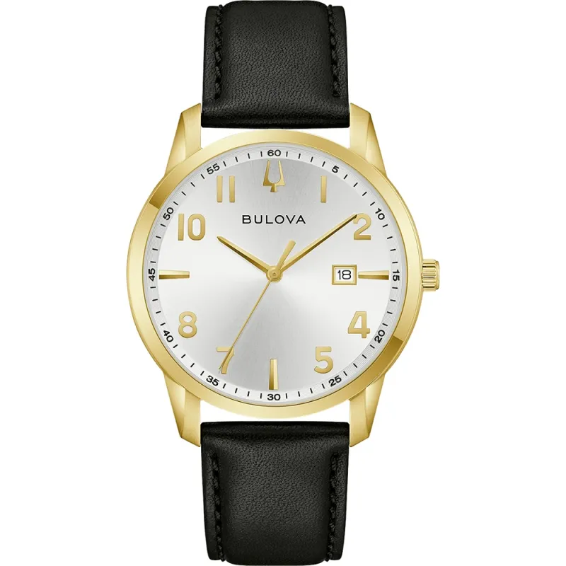 Bulova Classic Leather White Dial, 40mm Men's Watch 97B238