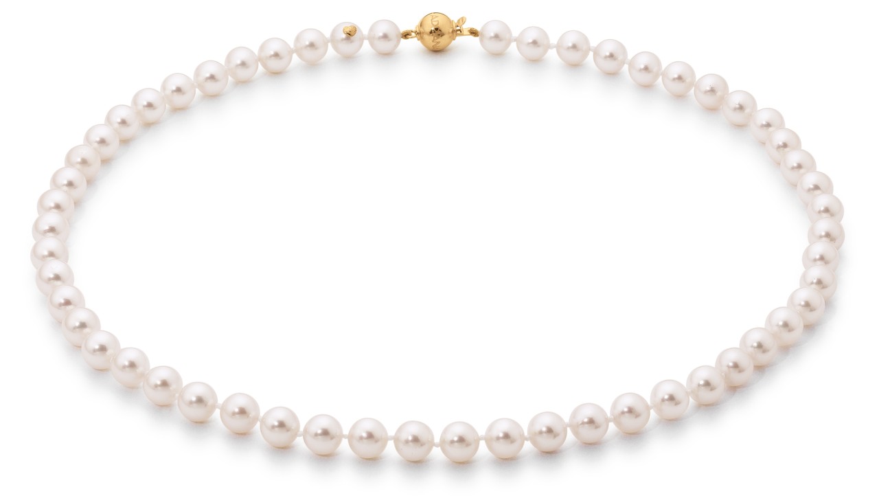 Adriana Akoya pearl necklace 5.5-6 mm with ball clasp yellow gold N7-5.5