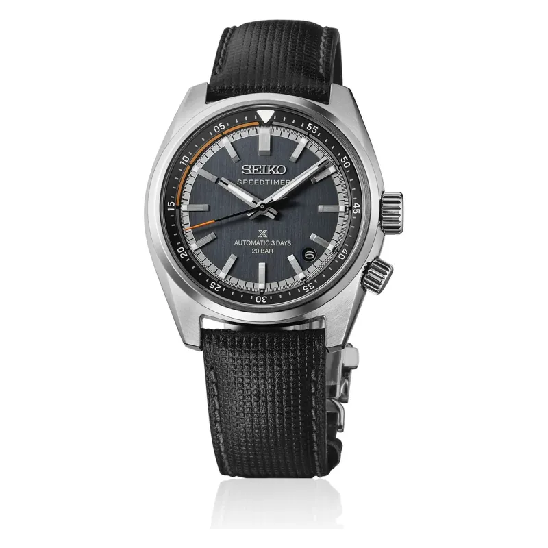 Seiko Prospex Speedtimer Automatic Blue Grey Leather Strap Mens Watch HBC004J1