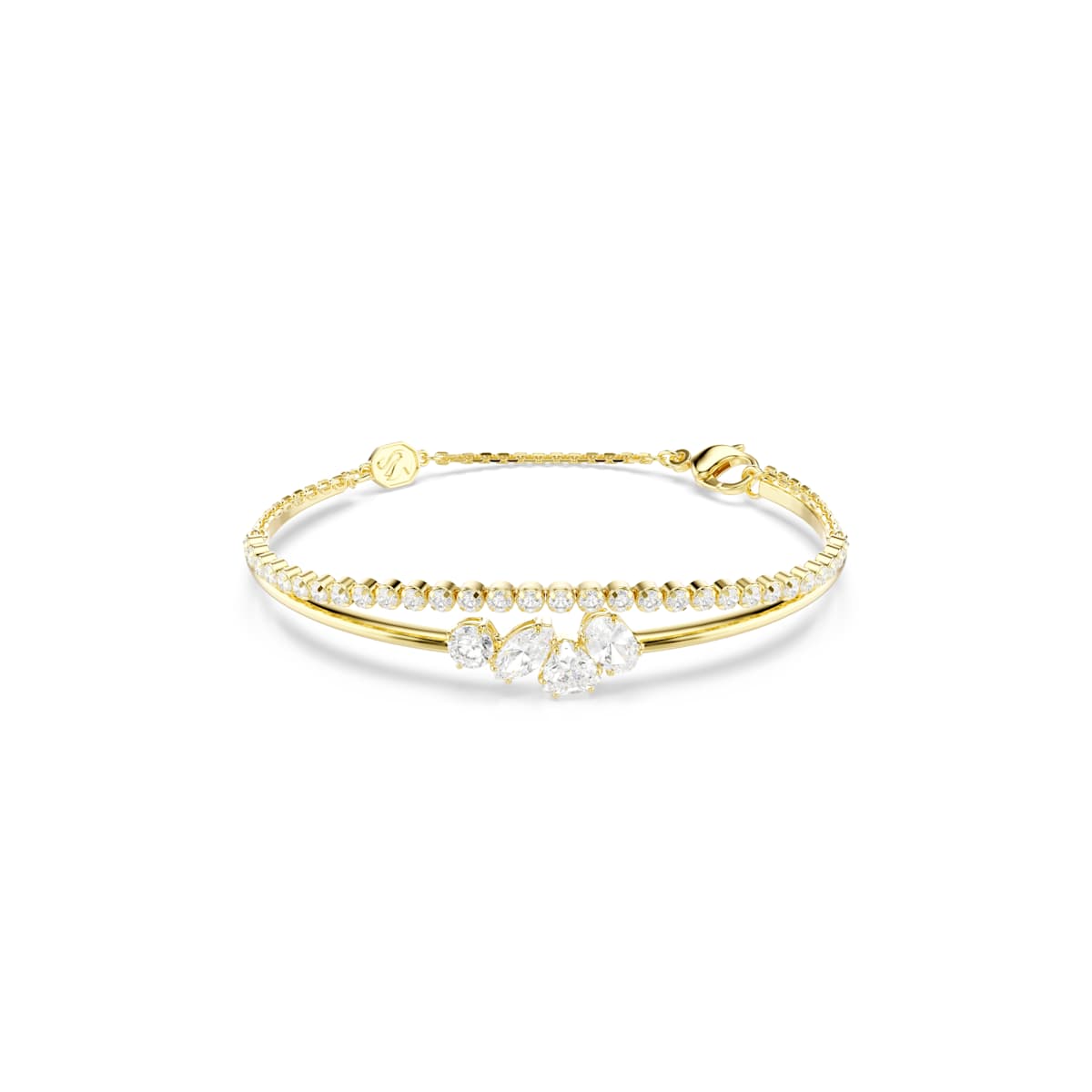 Swarovski Mesmera Armband Double, Verschiedene Schliffe, Weiß, Goldlegiert