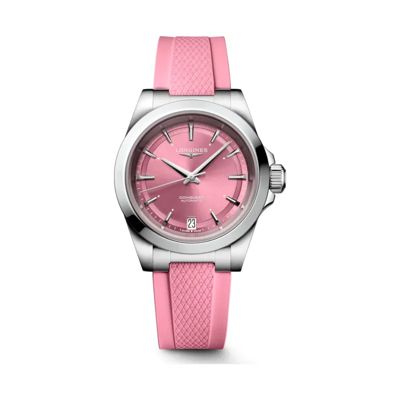 Longines Conquest Pink rosa rubber strap 34 mm Women’s Watch L3.430.4.99.9