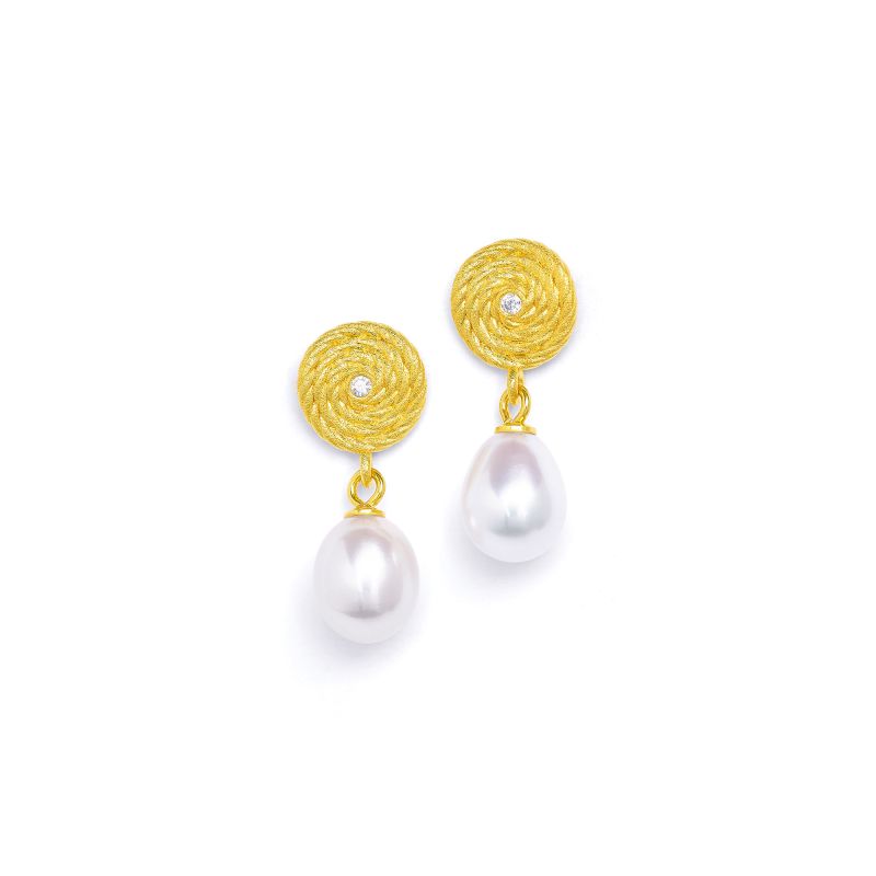 Bernd Wolf Lianisa earrings design line Liana, freshwater pearl, 24-carat gold-plated 1500021656