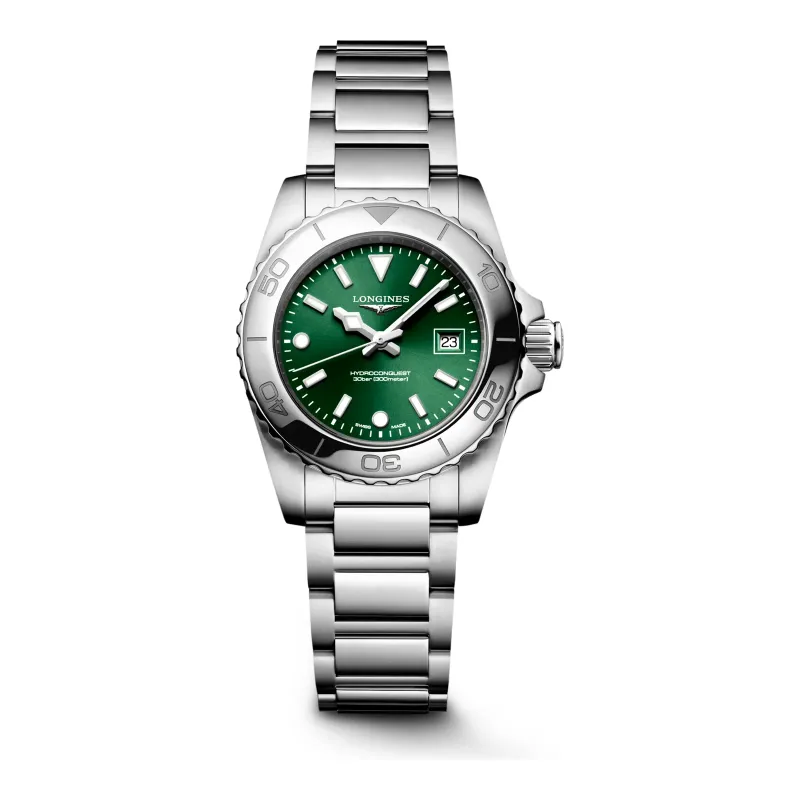 Longines HydroConquest Grün steel bracelet 30 mm Women’s Watch L3.369.4.09.6