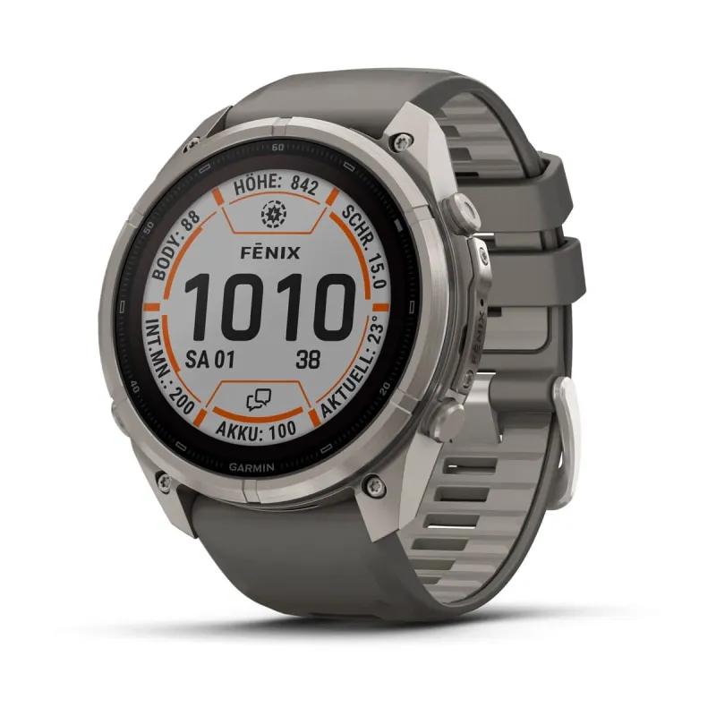 Garmin fēnix® 9 Pro inReach® Solar - 51 mm MIP Sapphire Titanium with Pebble Gray/Silver Gray Silicone Band 010-04339-01