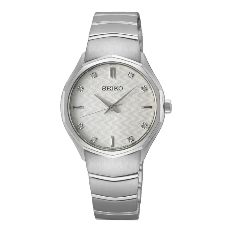 Seiko Classic Diamond Quartz 30 mm Stainless Steel Silver Ladies Watch SUR615P1
