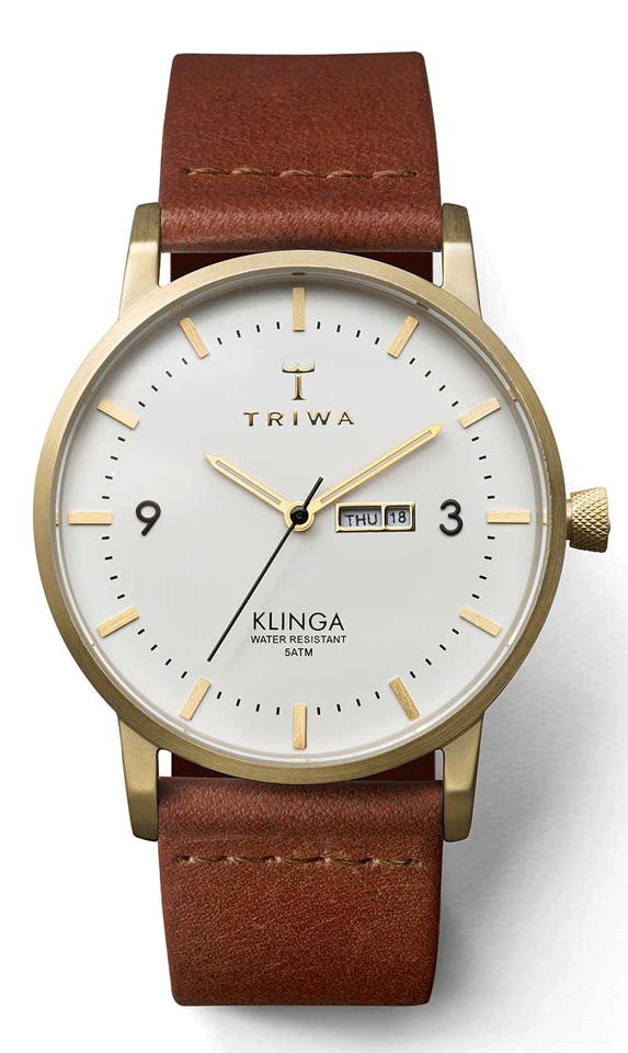 Pre-owned - Triwa Unisex Watch Ivory Klinga Brown Classic TRKLST103CL010213