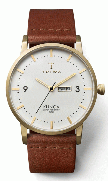 Pre-owned - Triwa Unisex Watch Ivory Klinga Brown Classic TRKLST103CL010213