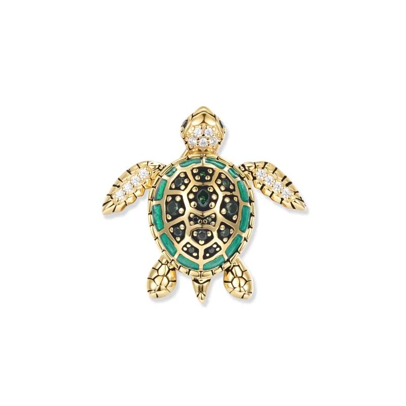 At the time, Felina Jade turtle pendant, bright green cubic zirconia, 925 sterling silver with 18K yellow gold plating