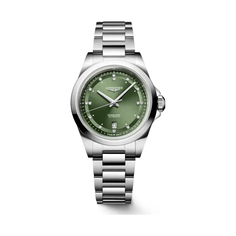 Longines Conquest Grün Diamanten steel bracelet 30 mm Women’s Watch L3.320.4.07.6