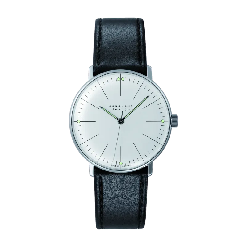 Junghans max bill Hand Winding 34mm Leather Strap Mens Watch 27/3700.02