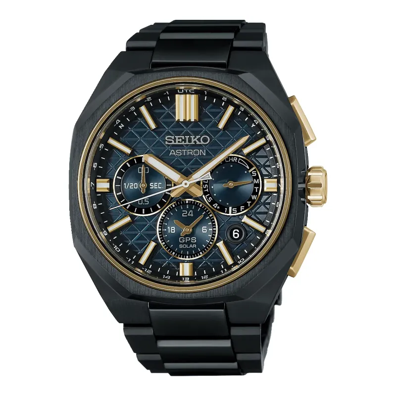 Seiko Astron GPS Solar Dual Time Chronograph Limited Edition Petrol Men's Watch HAB009J1