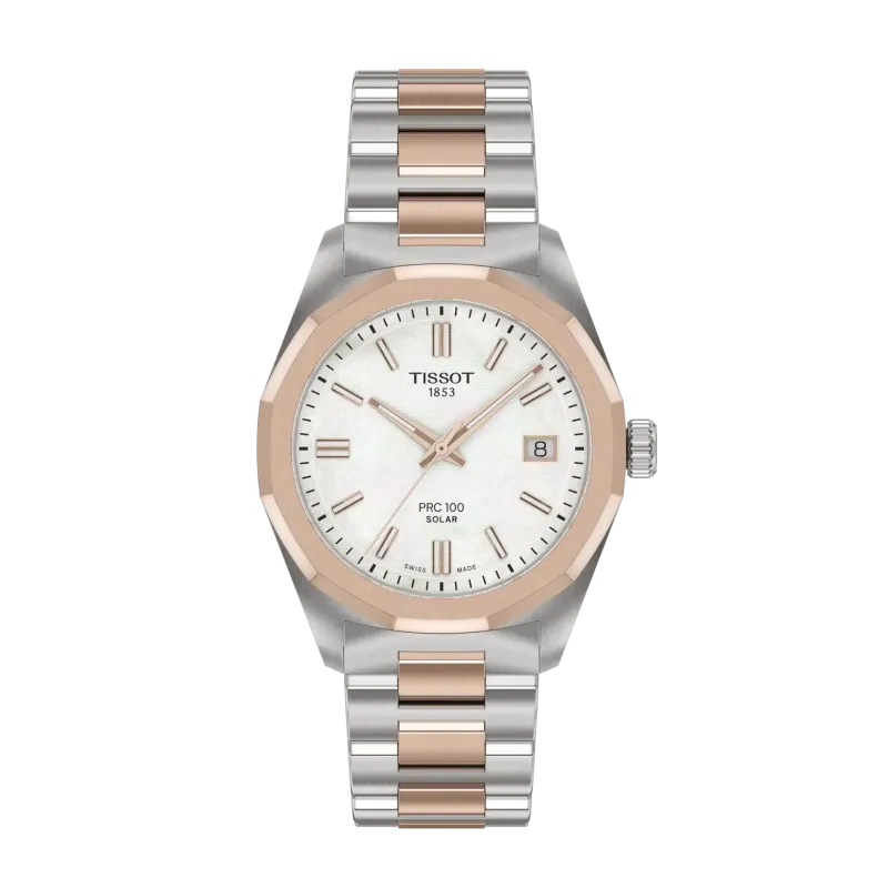 Tissot PRC100 Solar Quartz 34mm Bicolor Ladies Watch T151.822.22.111.00