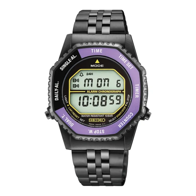 Seiko Digital Alarm Chronograph 37 mm Black Limited Edition Mens Watch HFL001P1