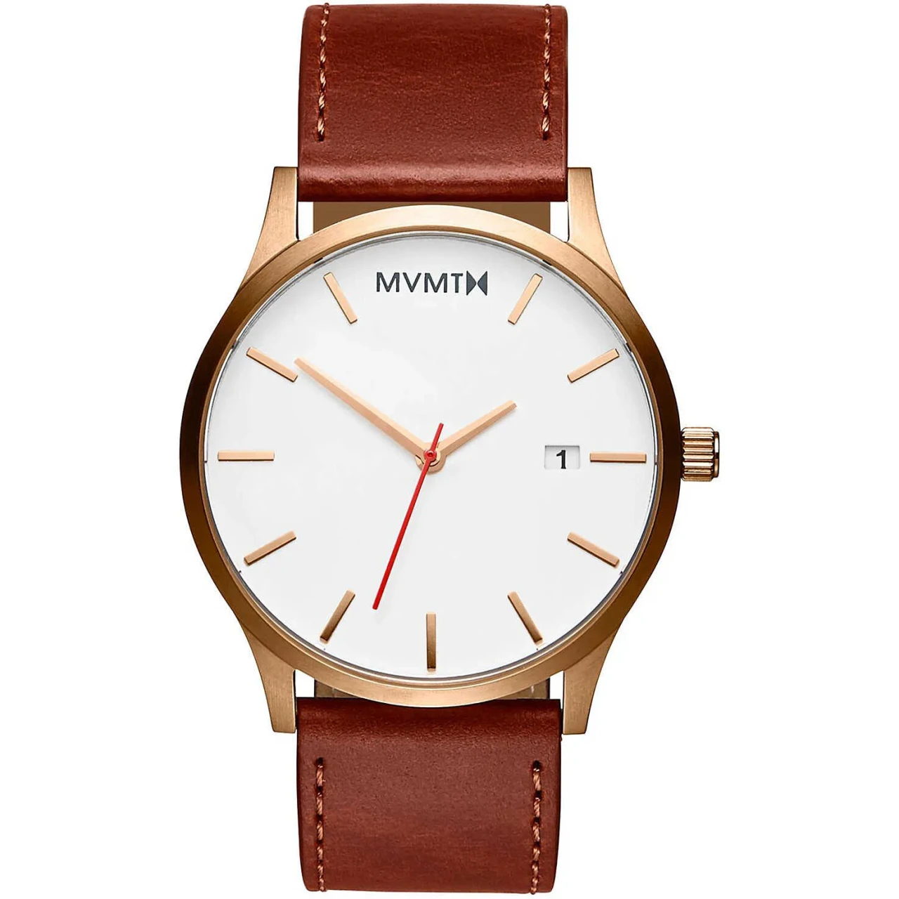 MVMT Men's Watch Classic Rose Gold Natural Tan MM01-WBR Movement