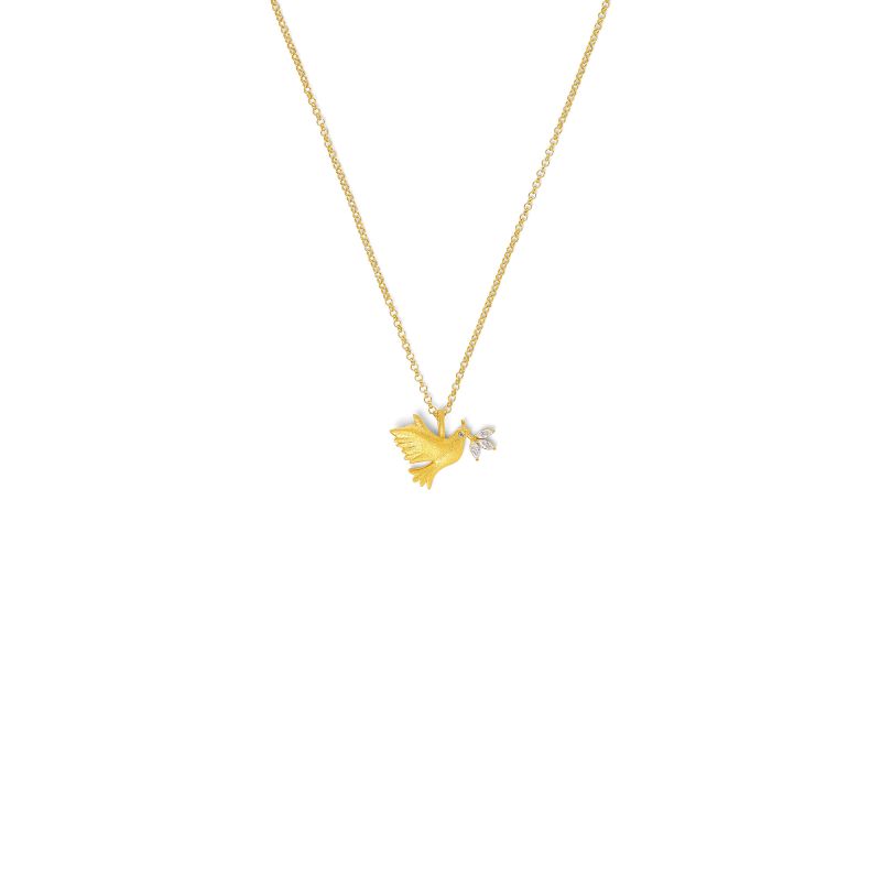 Bernd Wolf Dove Necklace, Zirconia, Sterling Silver 925