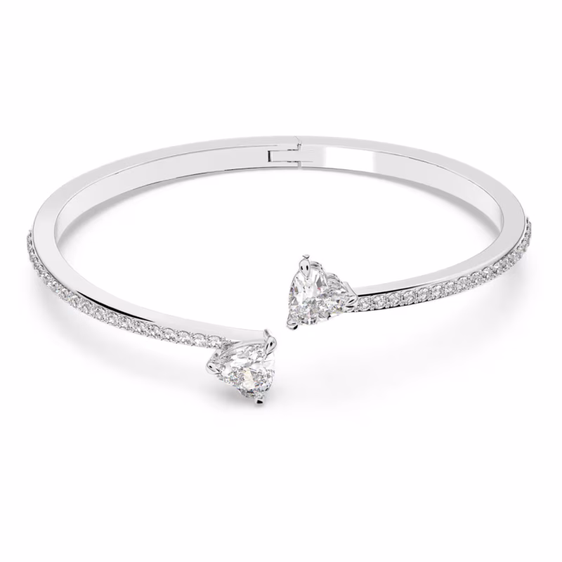 Swarovski Mesmera Heart Bangle, White, Rhodium-plated, Size M