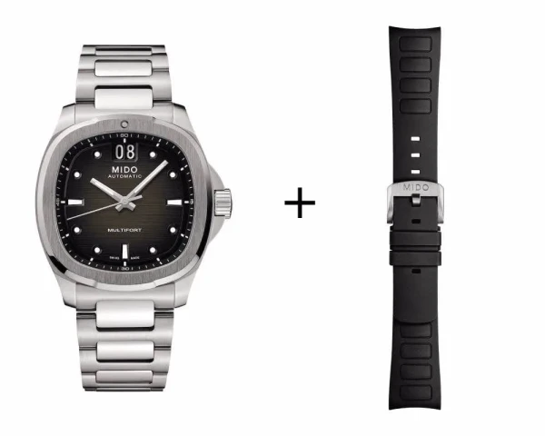 Mido Multifort TV Big Date men's watch M049.526.11.081.00 set with black rubber strap
