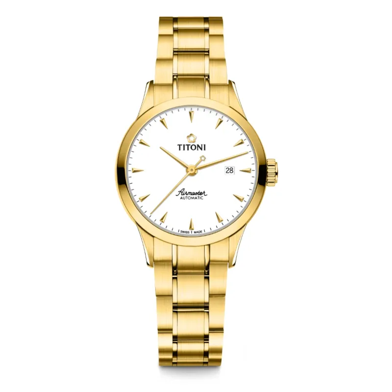 Titoni Airmaster Automatic Yellow Gold PVD Ladies Watch 23733G-583