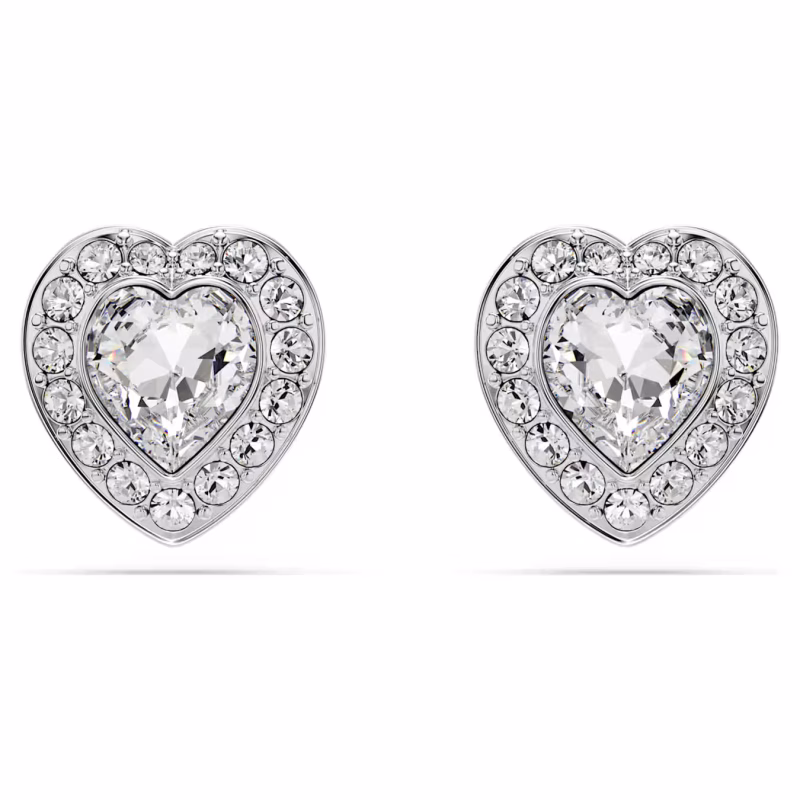Swarovski Ariana Grande x Swarovski Ohrstecker Verschiedene Schliffe, Herz, Weiß, Rhodiniert