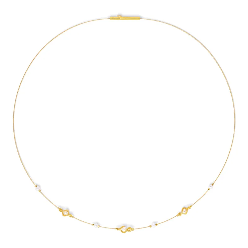 Bernd Wolf Spirini Twisted Design Line Necklace, Freshwater Pearl, Sterling Silver 925