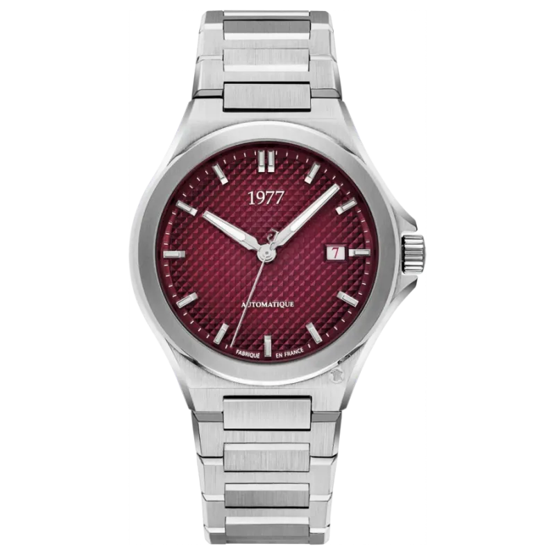 1977 ARSENE Automatik, 41 mm, Zifferblatt Weinrot, Edelstahlband 904L, Men's Watch 1977P02151