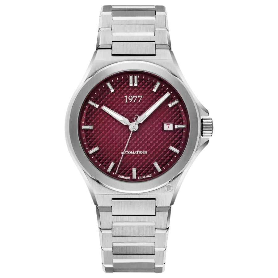 1977 ARSENE Automatik, 41 mm, Zifferblatt Weinrot, Edelstahlband 904L, Men's Watch 1977P02151