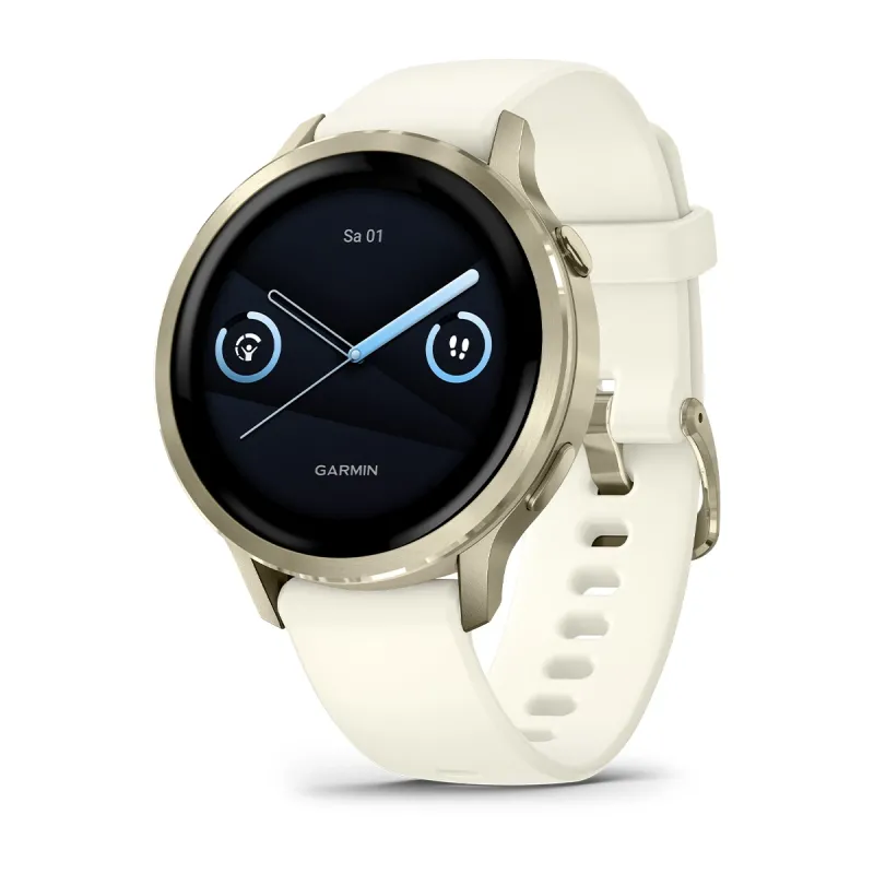 Garmin Venu® 4 - 41 mm Beige/Lunar Gold with 18 mm Bone quick-release silicone strap Unisex Watch 010-03013-00
