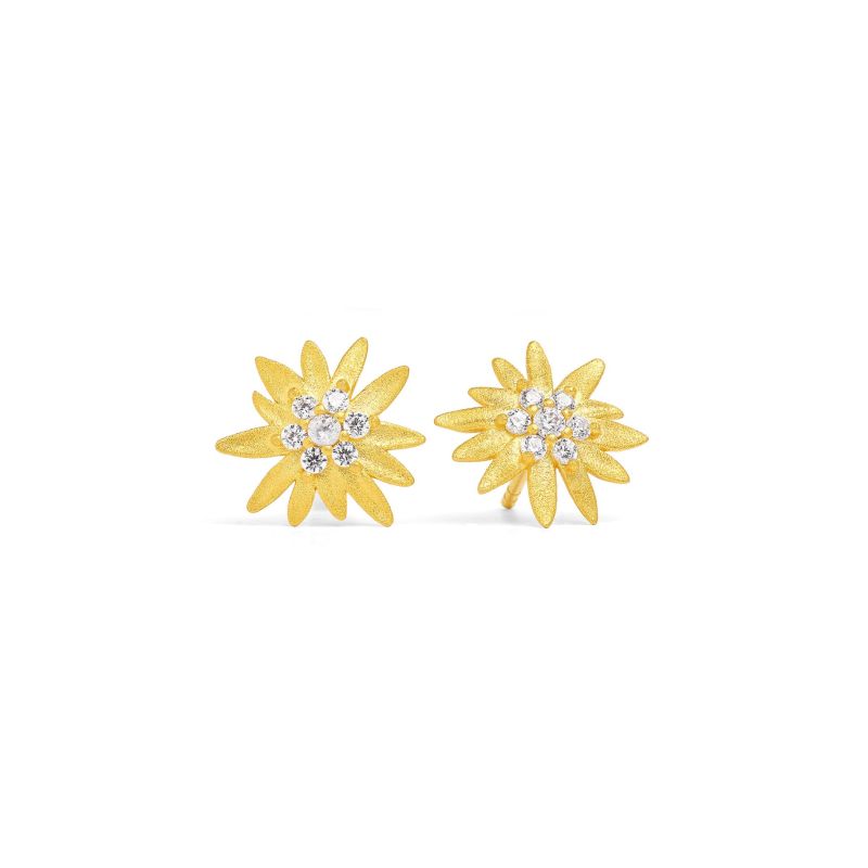 Bernd Wolf Edelweiss design line mountain world, flower, zirconia, 24-karat gold plated