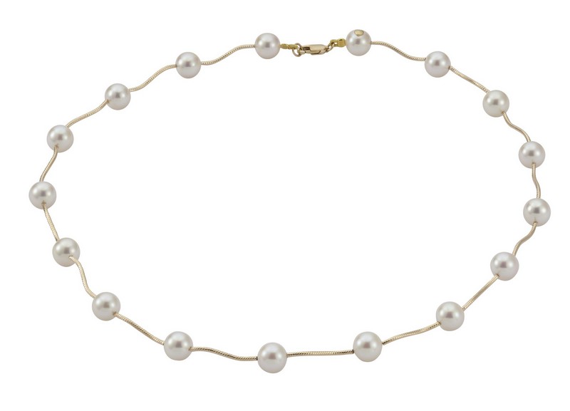 Adriana necklace with several Akoya pearls yellow gold N9-50