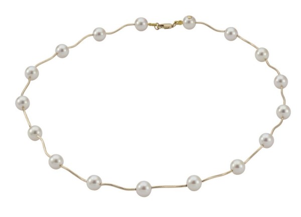 Adriana necklace with several Akoya pearls yellow gold N9-50