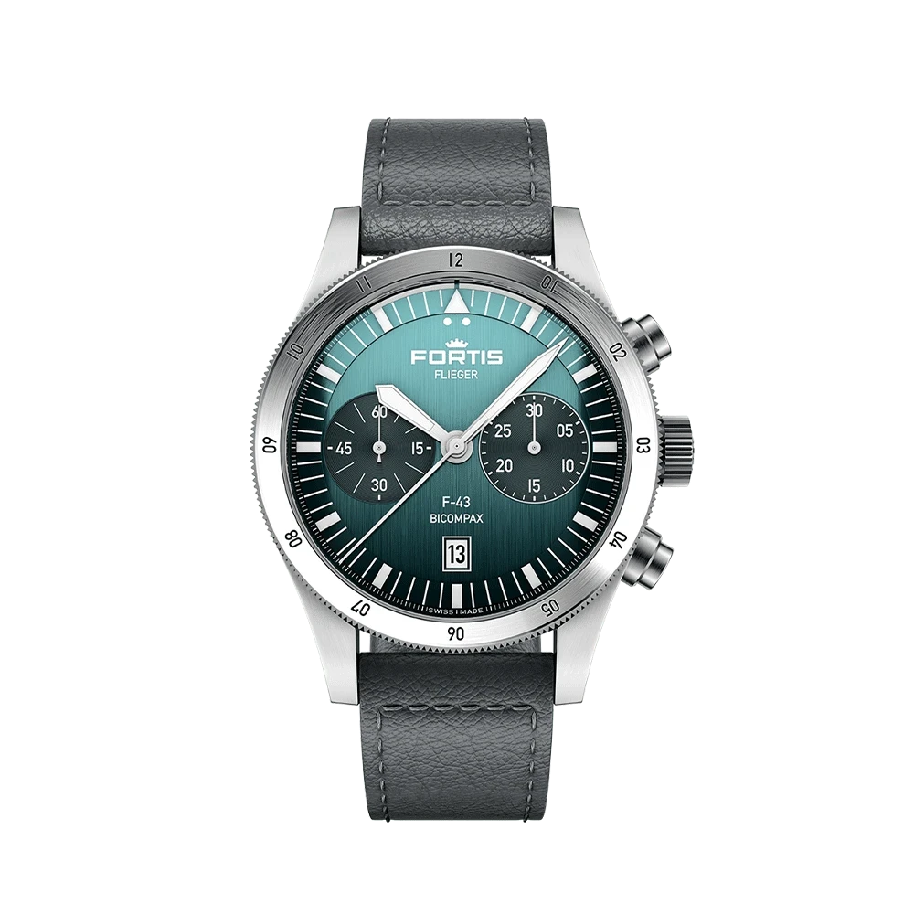 Fortis FLIEGER F-43 Bicompax Petrol Men's Watch F4240009