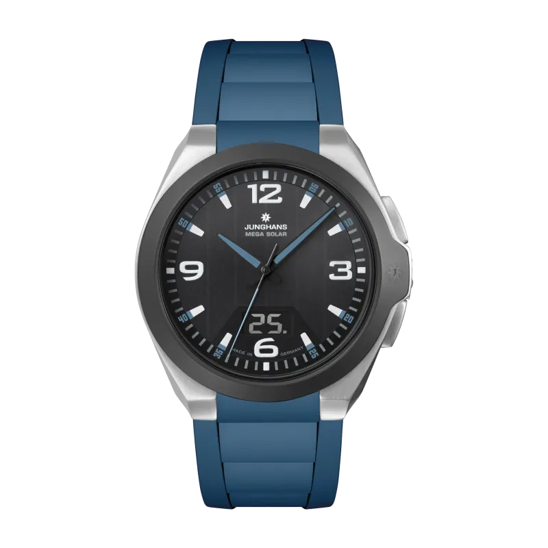 Junghans Spektrum Mega Solar Radio Controlled Rubber Strap Mens Watch 18/1527.00