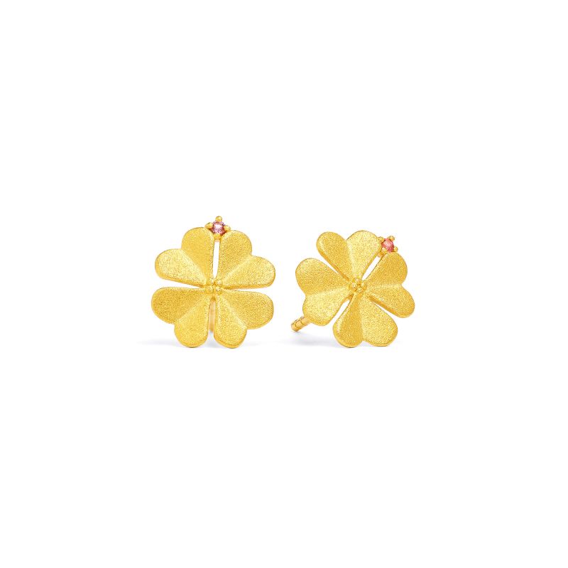 Bernd Wolf Kleenima stud earrings design line Lucky Charm, four-leaf clover, 11mm, pink tourmaline 1910022116