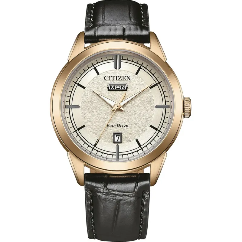 Citizen Eco-Drive Classic Day-Date Leather Gold, 40.5mm Men's Watch AW0153-04AC