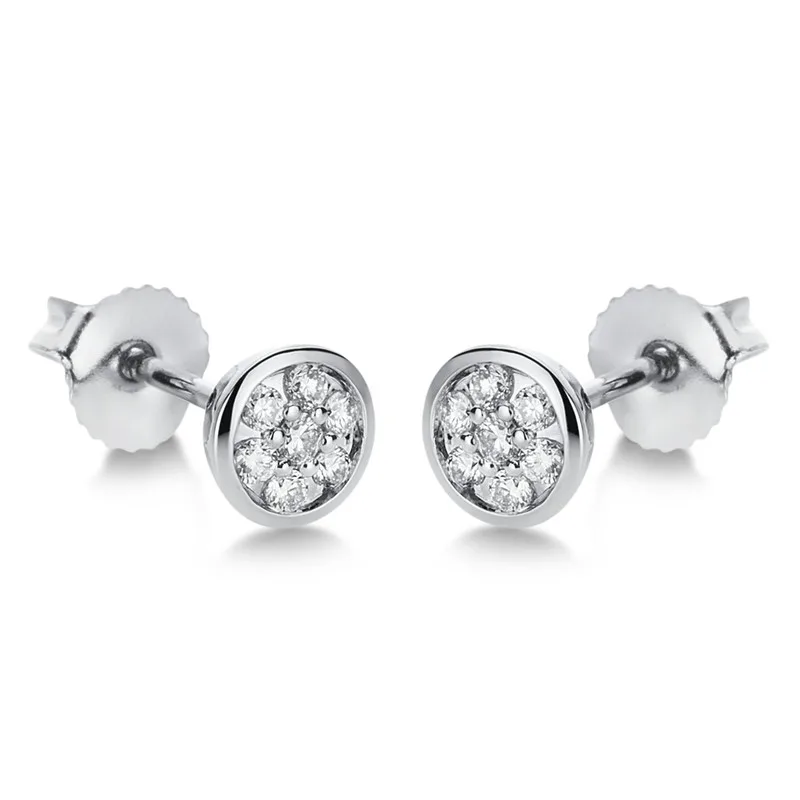 Illusion stud earrings 14kt 585 white gold 0.17ct