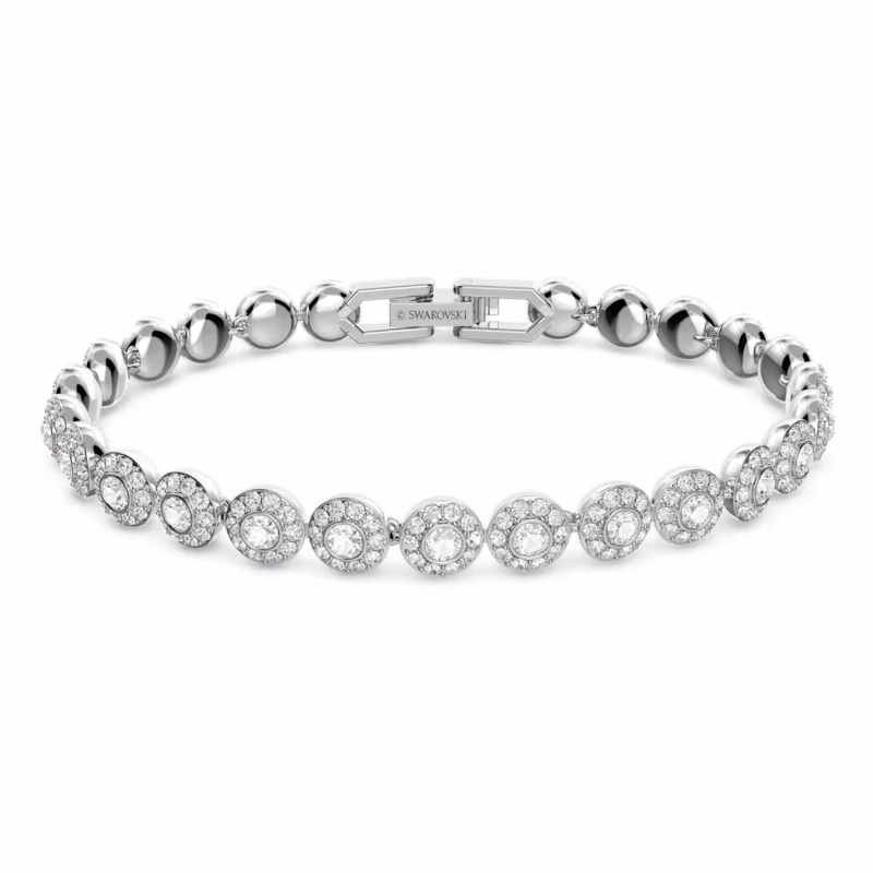 Swarovski Una Angelic Armband Rundschliff, Klein, Weiß, Rhodiniert