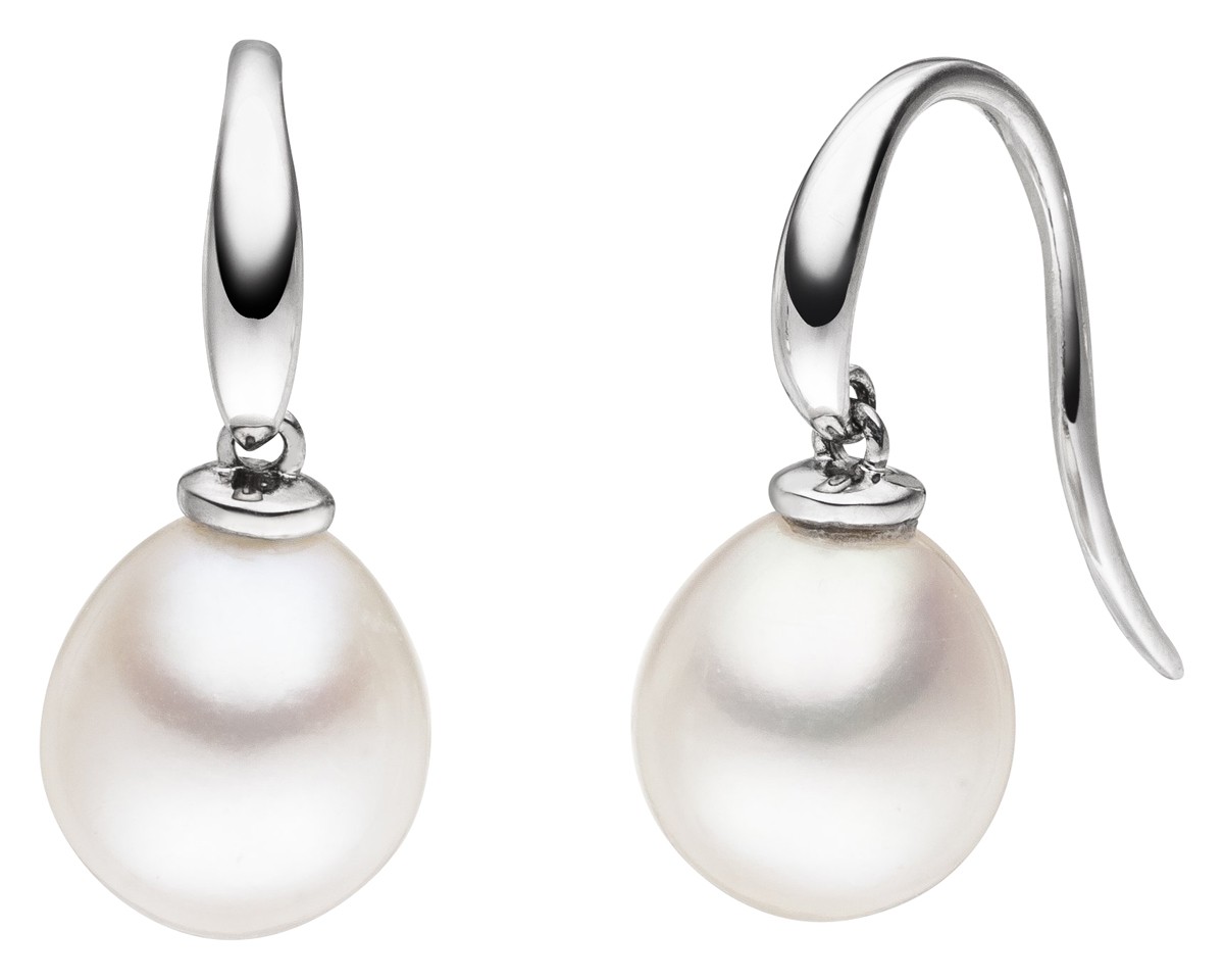 Adriana ear hooks with freshwater pearls white gold U4-9-51