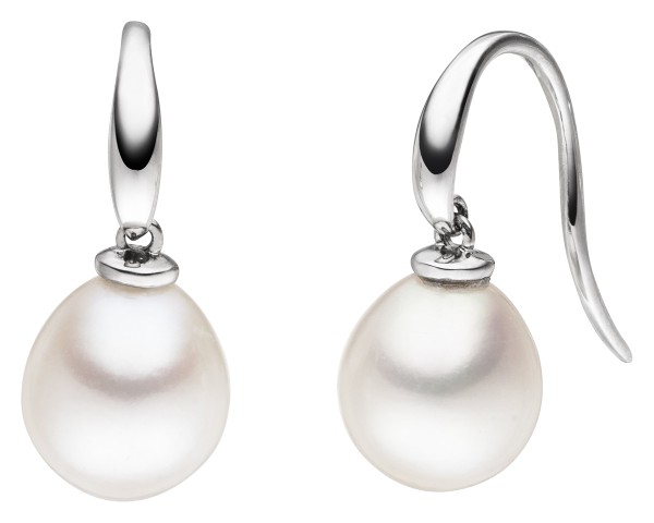 Adriana ear hooks with freshwater pearls white gold U4-9-51