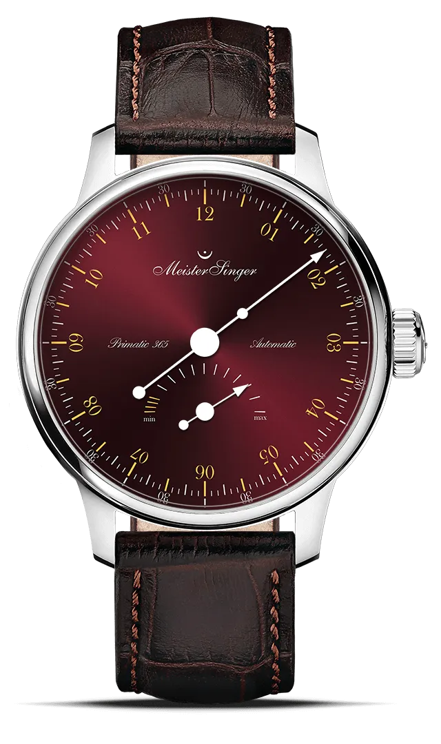 Meister Singer Primatic 365 -Sunburst Bordeaux with Gold Men's Watch PR365911G