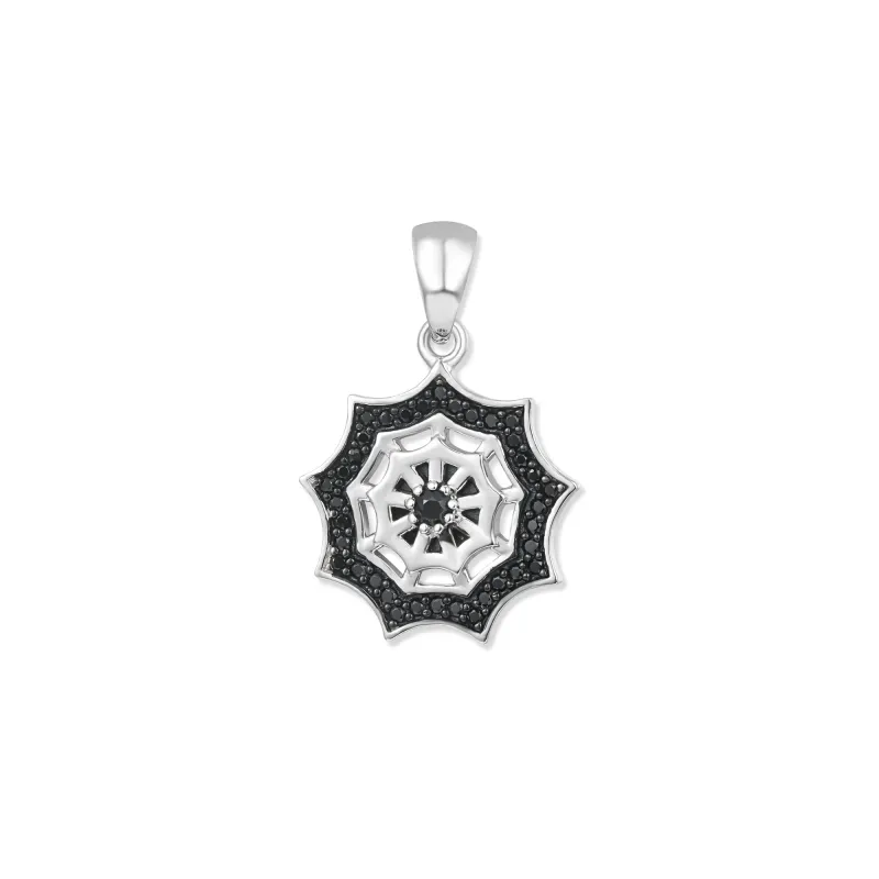 At the time, Dante spiderweb pendant, 925 sterling silver, set with black cubic zirconia