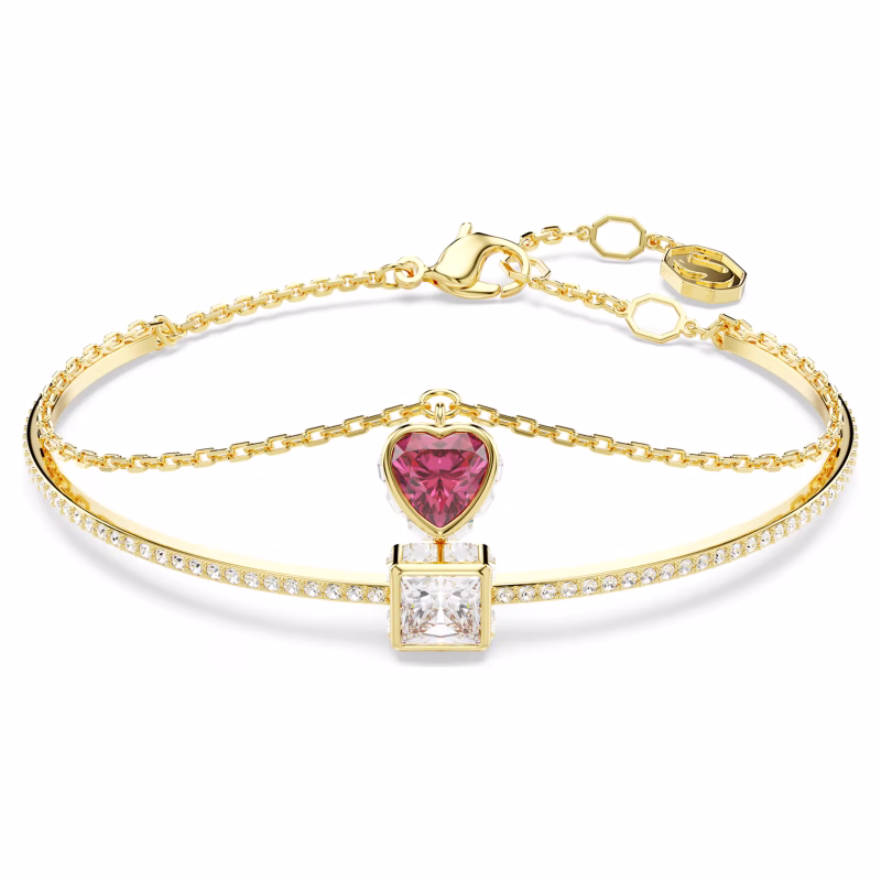 Swarovski Chroma Armreif Herz, Rot, 18k vergoldet