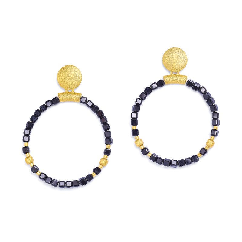 Bernd Wolf Rondela earrings design line Cubes, spinel, black / gold 1530010496