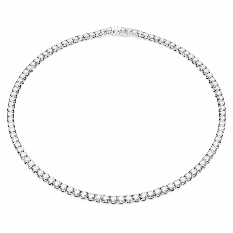 Swarovski Matrix Tennis necklace, round cut, white, rhodium-plated