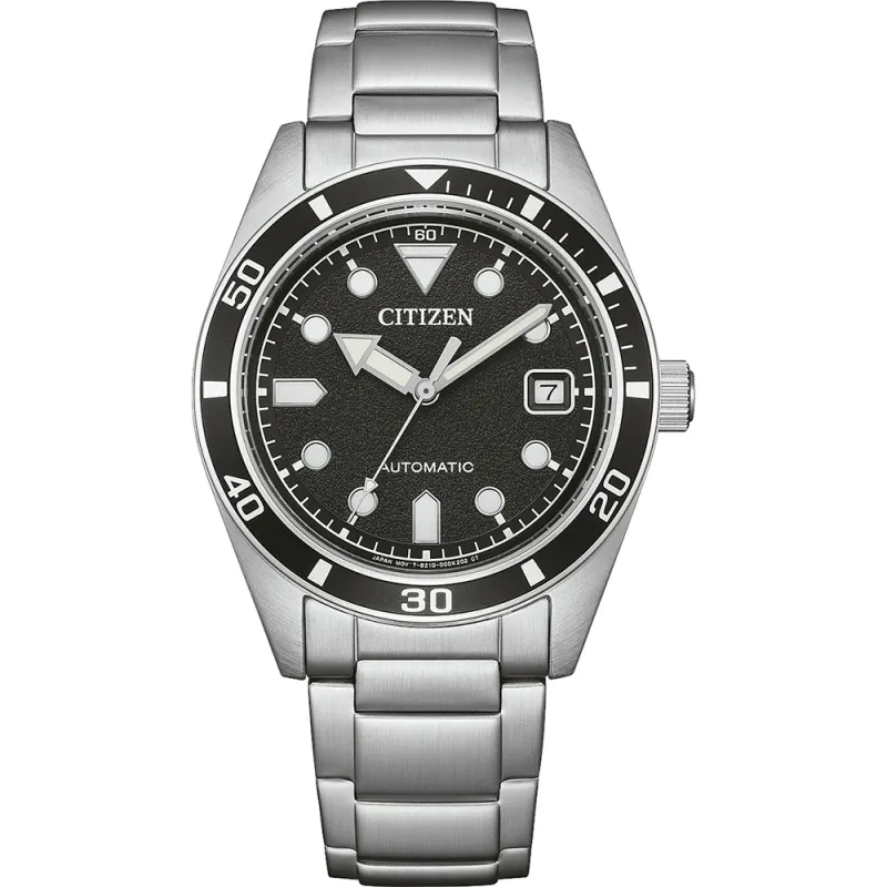 Citizen automatic diver-style stainless steel black, 38.5mm men's watch NJ0221-50E