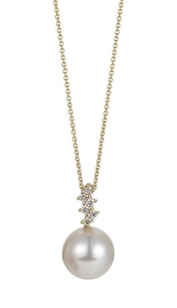 Adriana necklace with Akoya pearl pendant with multiple diamonds N34-K