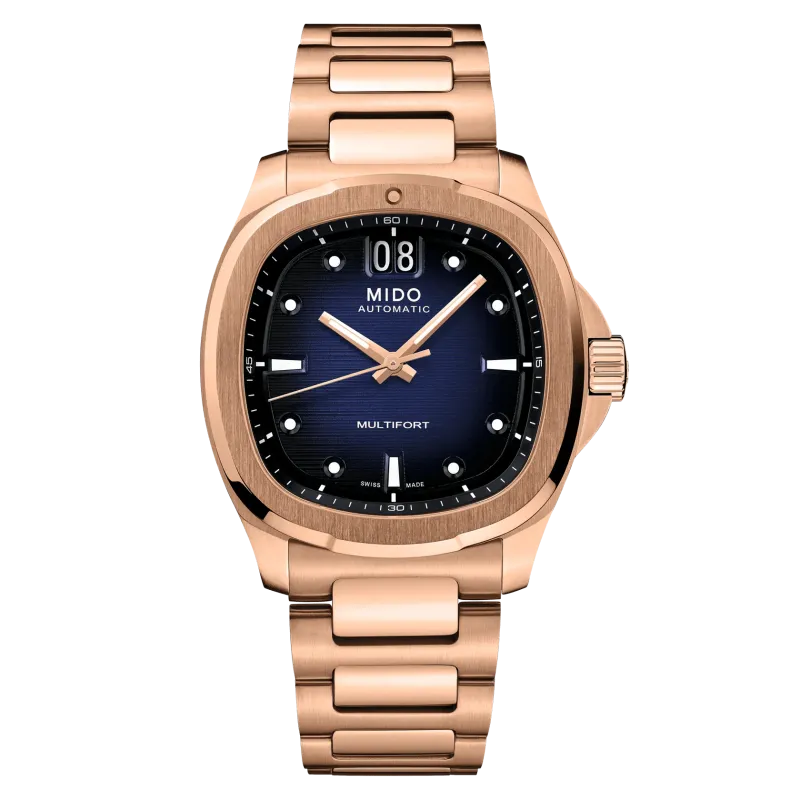 Mido Multifort TV Big Date, automatic movement, 80-hour power reserve, rose gold men's watch M049.526.33.041.00