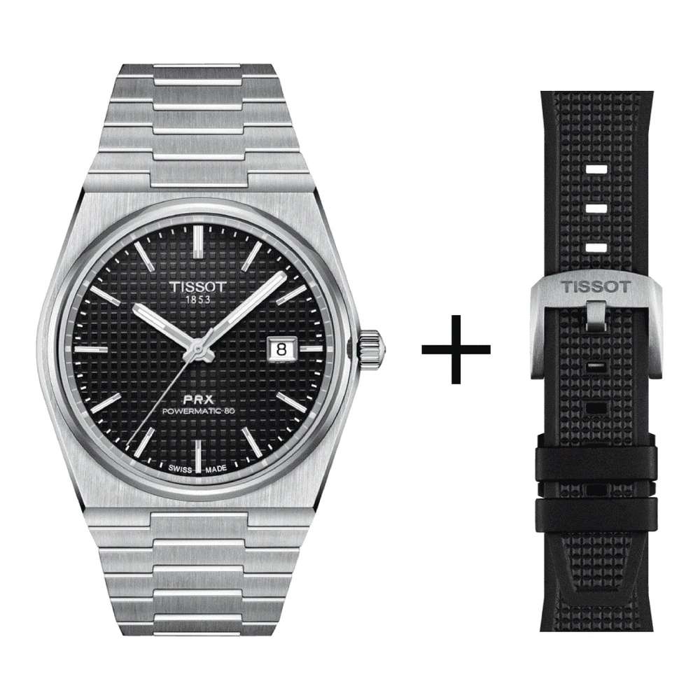 Tissot PRX men's watch T137.407.11.051.00 set with black rubber strap